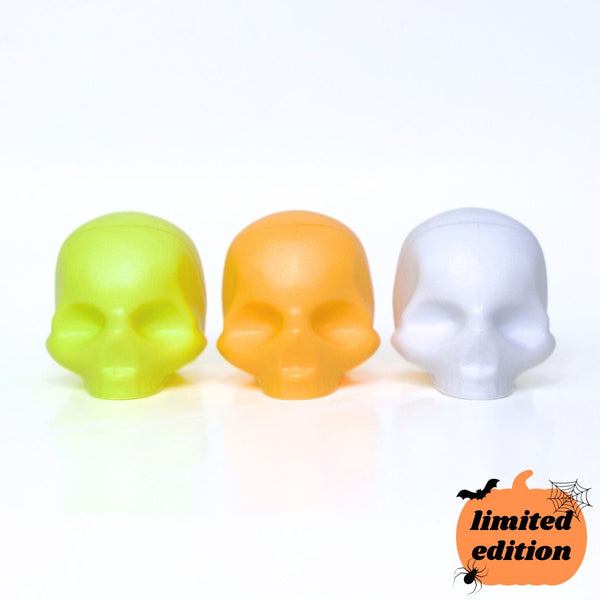 Skull Lip Balm - Candy Corn 3-Pack (Caramel Apple/Pumpkin Spice/Vanilla) - Halloween Edition
