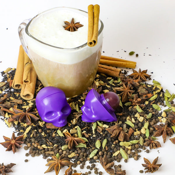 Purple Tinted Skull Lip Balm - Chai Latte - Halloween Edition