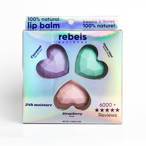 Heart Lip Balm - Gift Set (Coconut/Strawberry/Sweet Mint)