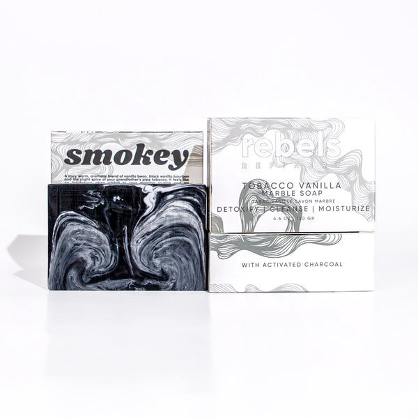 Charcoal Marble Soap (Tobacco Vanilla) - 3 PACK